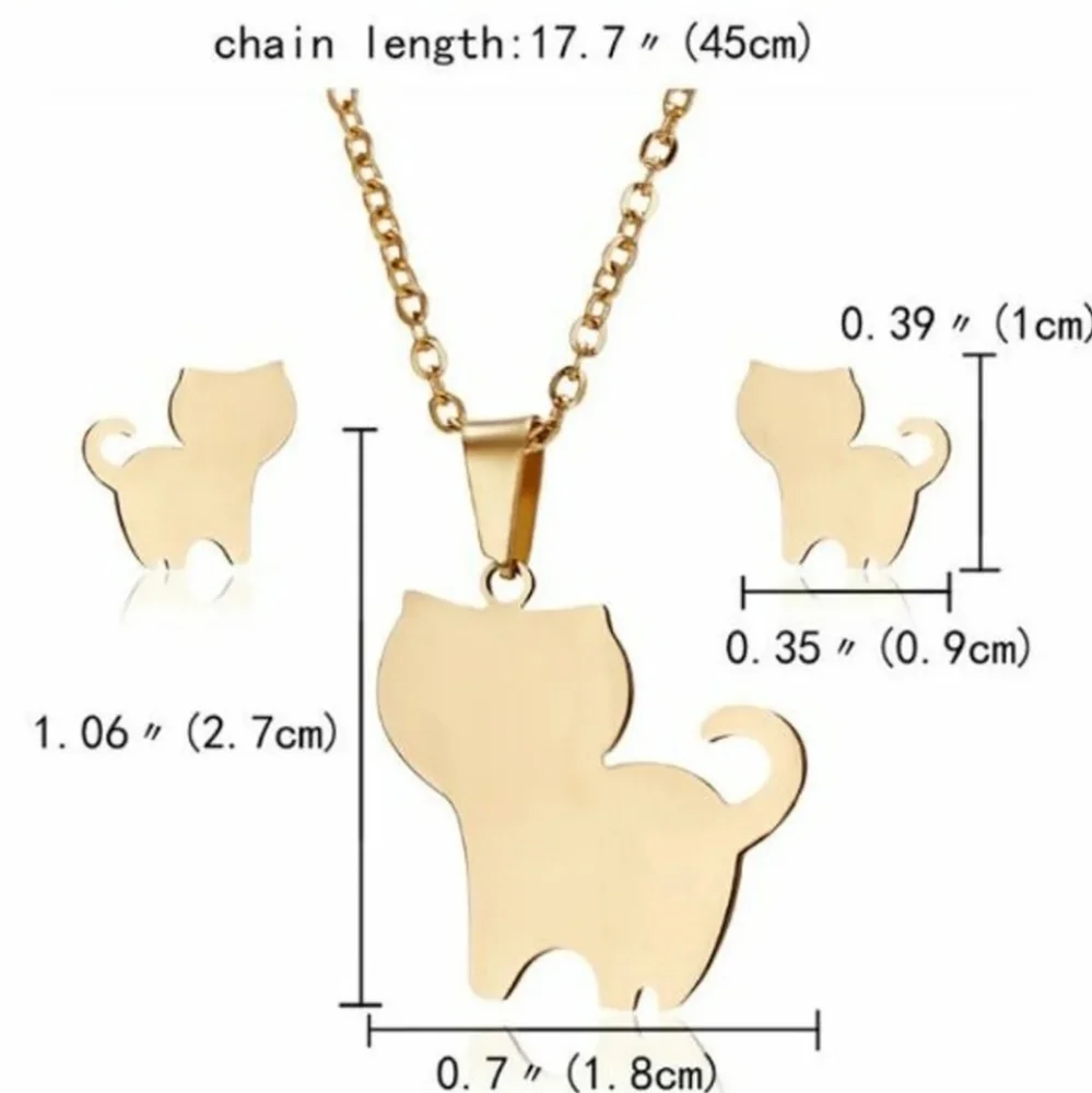 Girls Cat Earrings and Pendant Necklace child